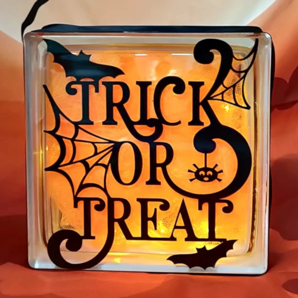 Trick or Treat Halloween Glass Block